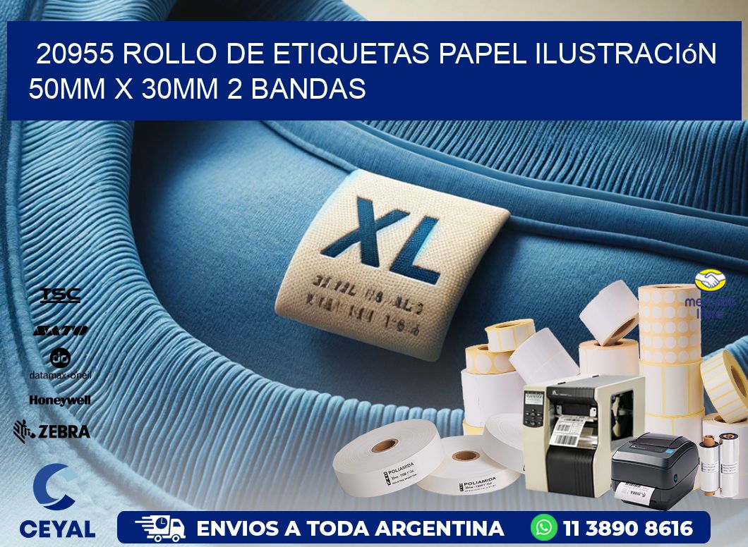 20955 Rollo de Etiquetas Papel Ilustración 50mm x 30mm 2 Bandas