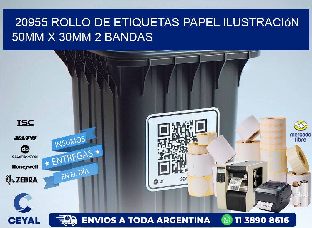 20955 Rollo de Etiquetas Papel Ilustración 50mm x 30mm 2 Bandas