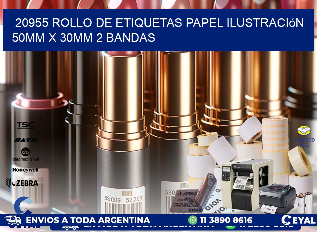 20955 Rollo de Etiquetas Papel Ilustración 50mm x 30mm 2 Bandas