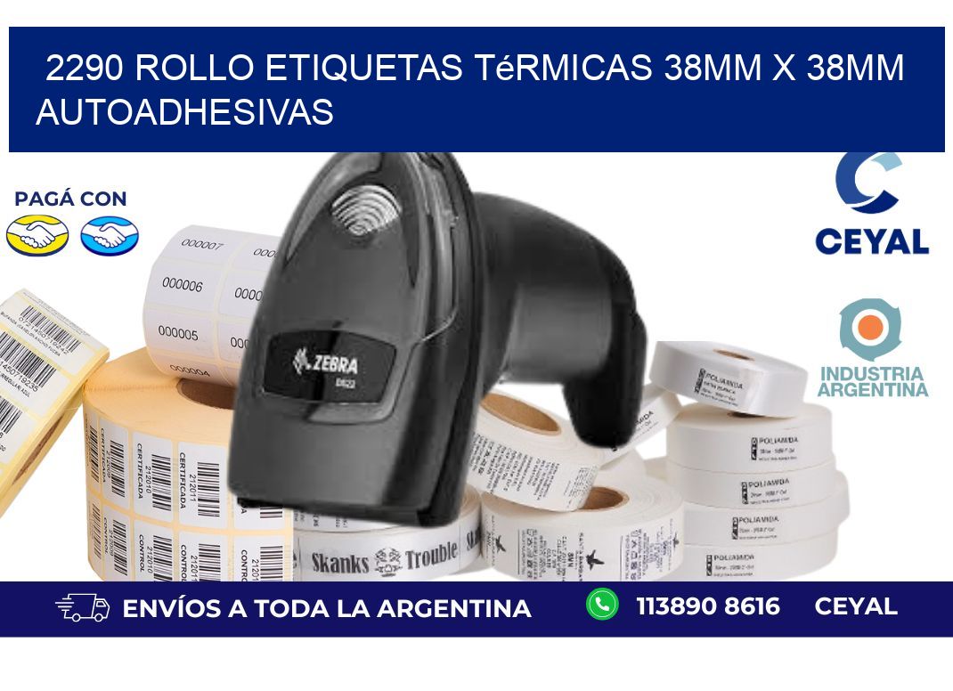 2290 Rollo Etiquetas Térmicas 38mm X 38mm Autoadhesivas