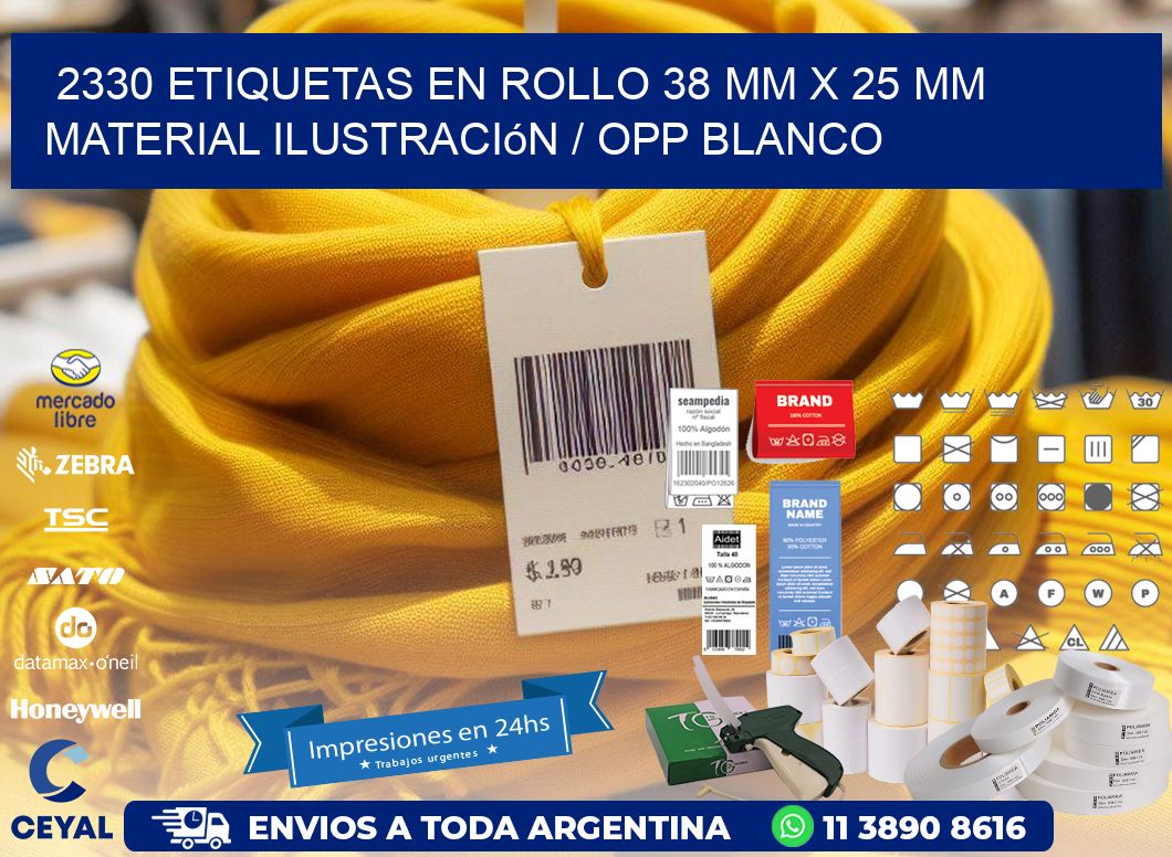 2330 Etiquetas en rollo 38 mm x 25 mm material Ilustración / OPP Blanco
