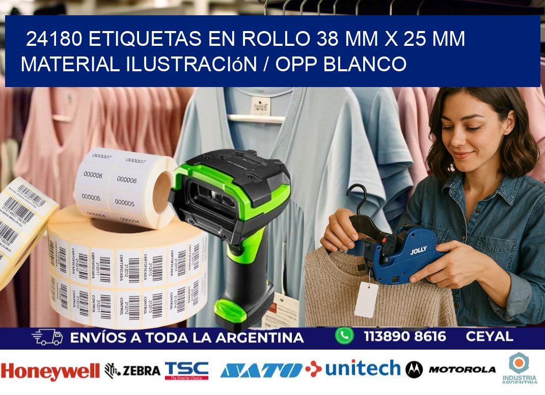 24180 Etiquetas en rollo 38 mm x 25 mm material Ilustración / OPP Blanco