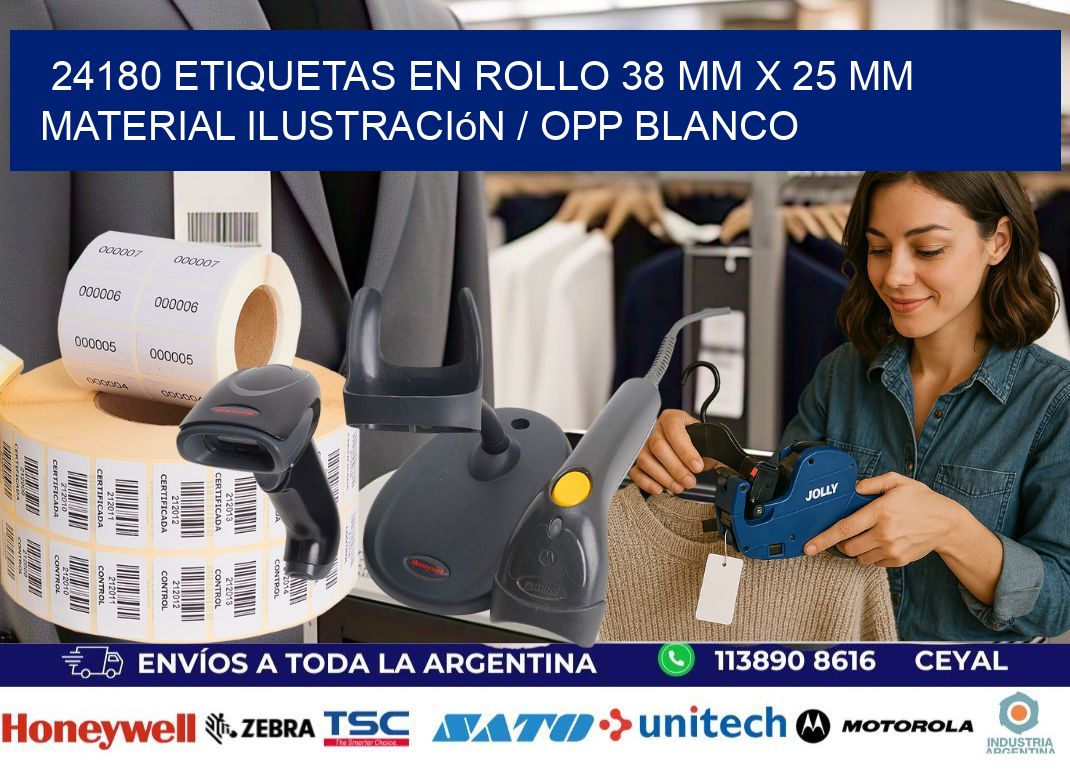24180 Etiquetas en rollo 38 mm x 25 mm material Ilustración / OPP Blanco