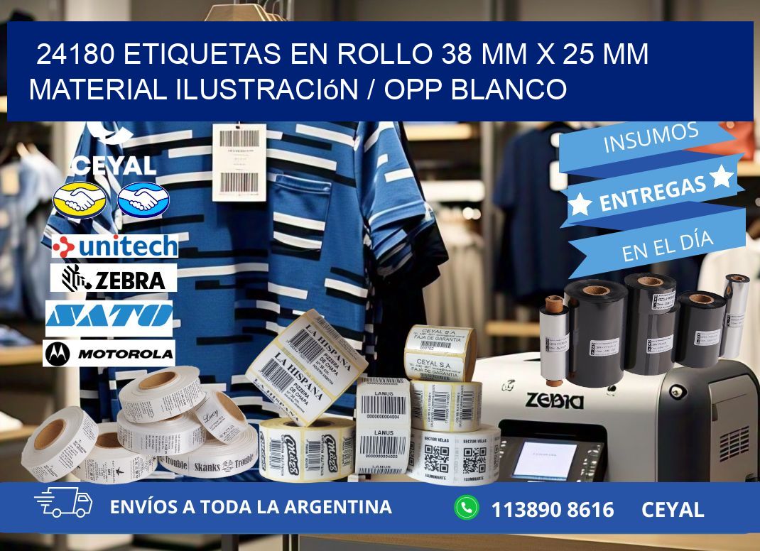 24180 Etiquetas en rollo 38 mm x 25 mm material Ilustración / OPP Blanco