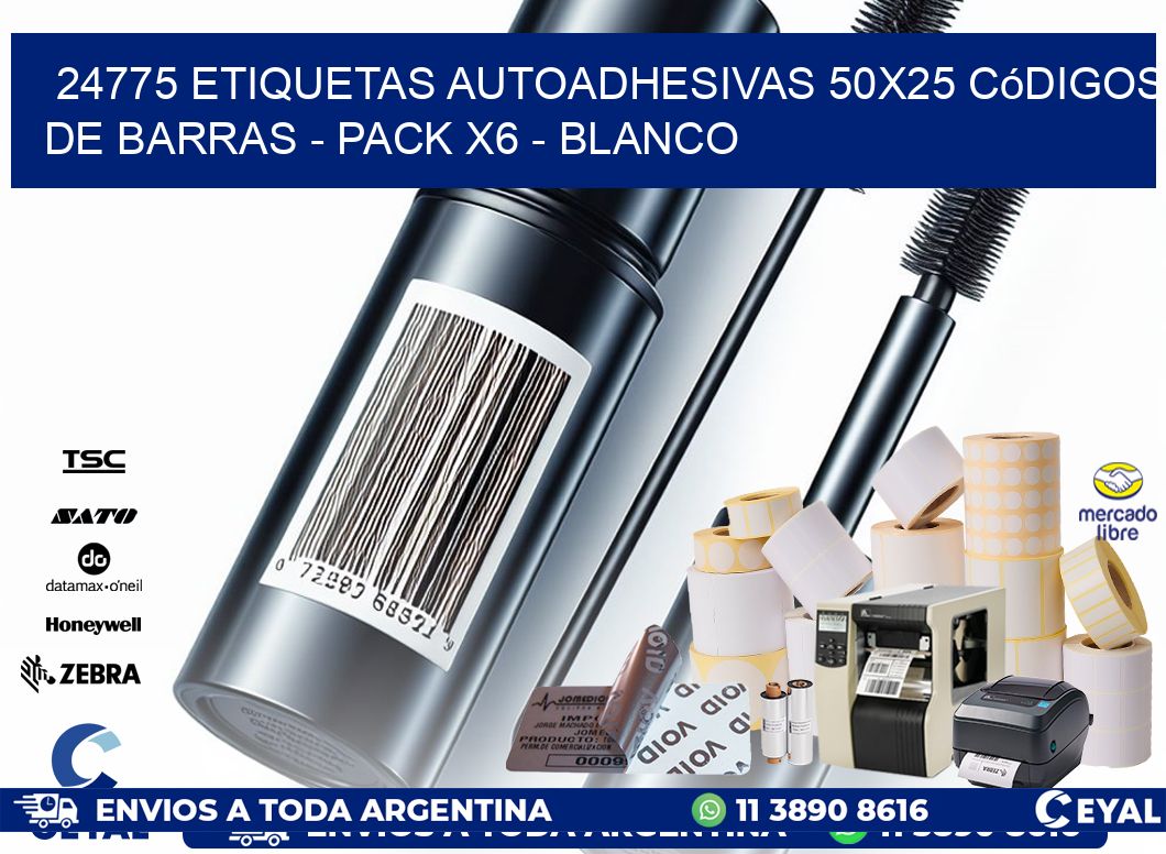 24775 Etiquetas Autoadhesivas 50×25 Códigos De Barras – Pack X6 – Blanco