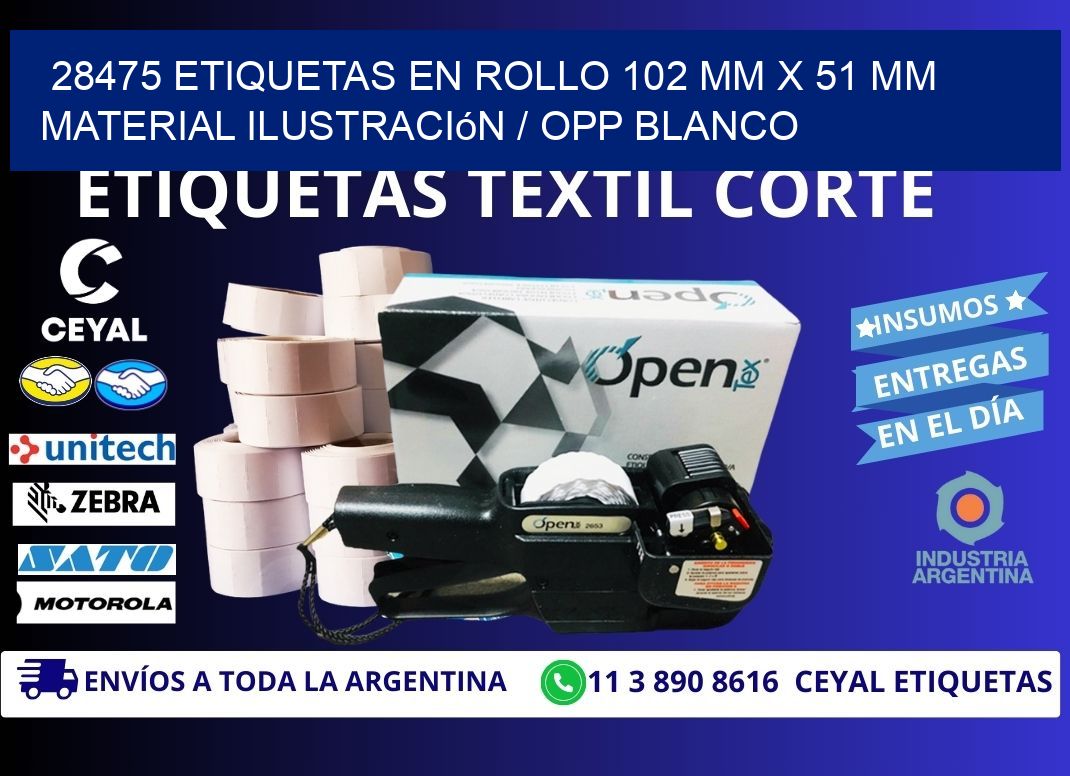 28475 Etiquetas en rollo 102 mm x 51 mm material Ilustración / OPP Blanco