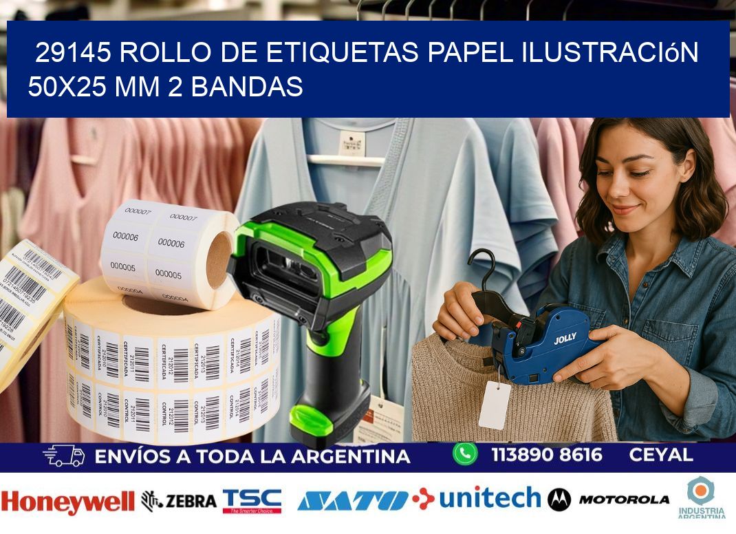 29145 Rollo de Etiquetas Papel Ilustración 50x25 Mm 2 Bandas