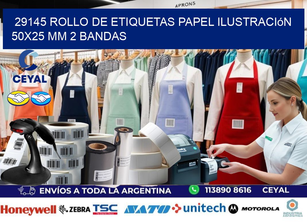 29145 Rollo de Etiquetas Papel Ilustración 50×25 Mm 2 Bandas