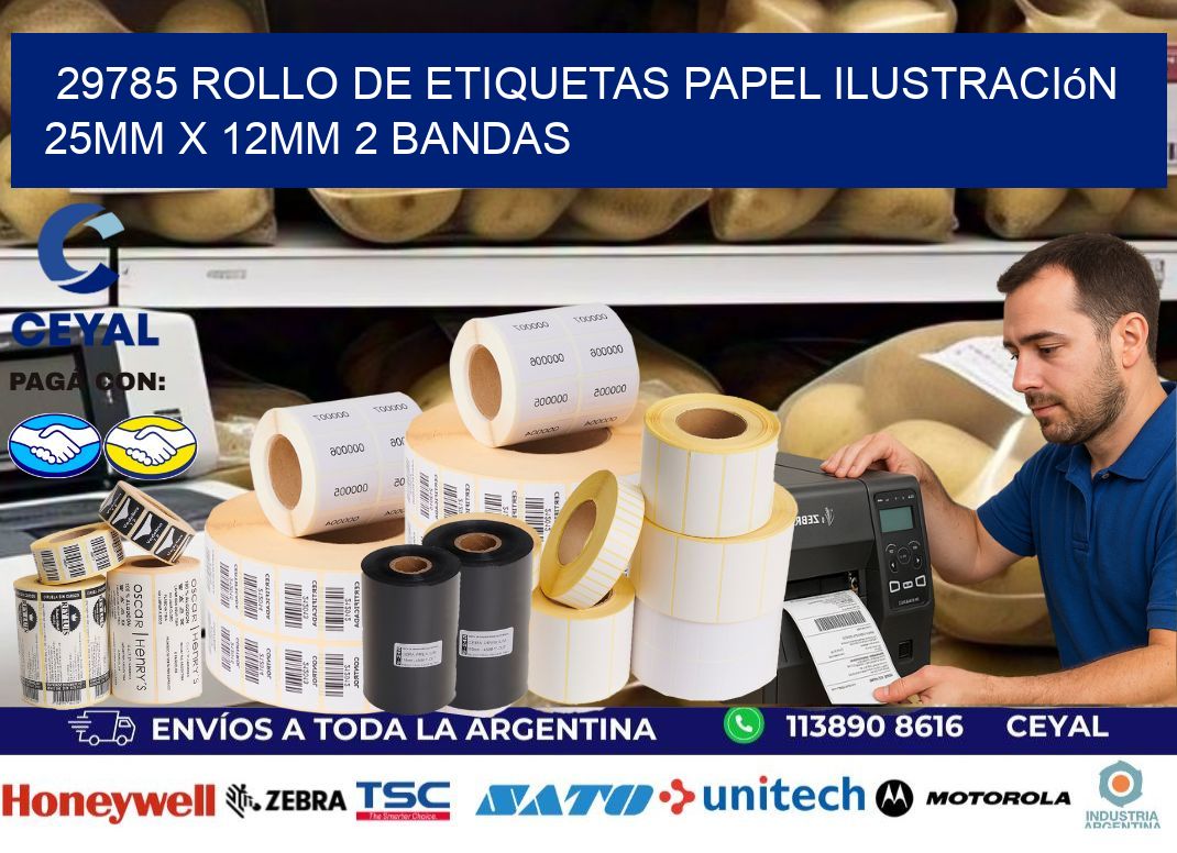 29785 Rollo de Etiquetas Papel Ilustración 25mm x 12mm 2 Bandas