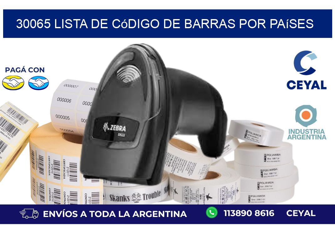 30065 Lista de código de barras por países