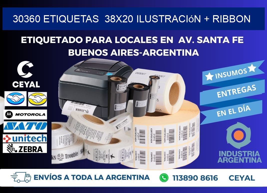 30360 etiquetas 38x20 ilustración + ribbon