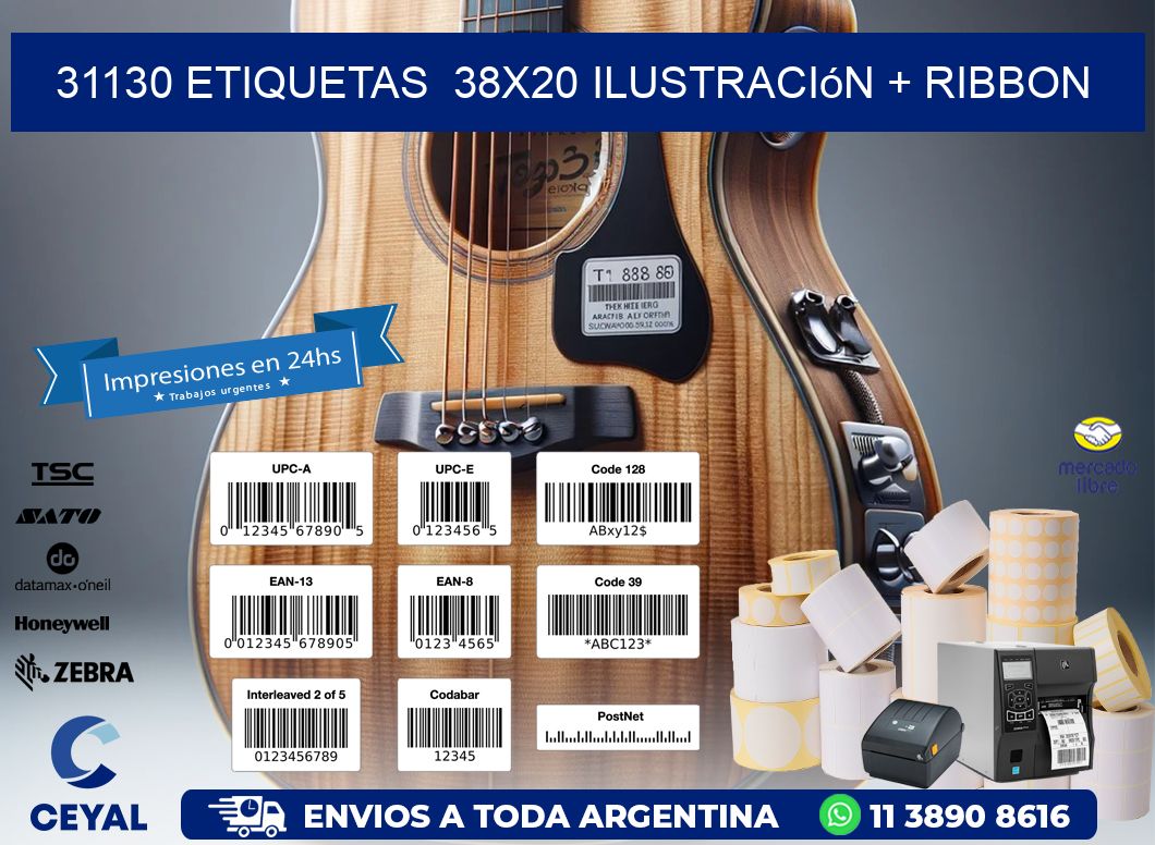 31130 etiquetas  38x20 ilustración + ribbon