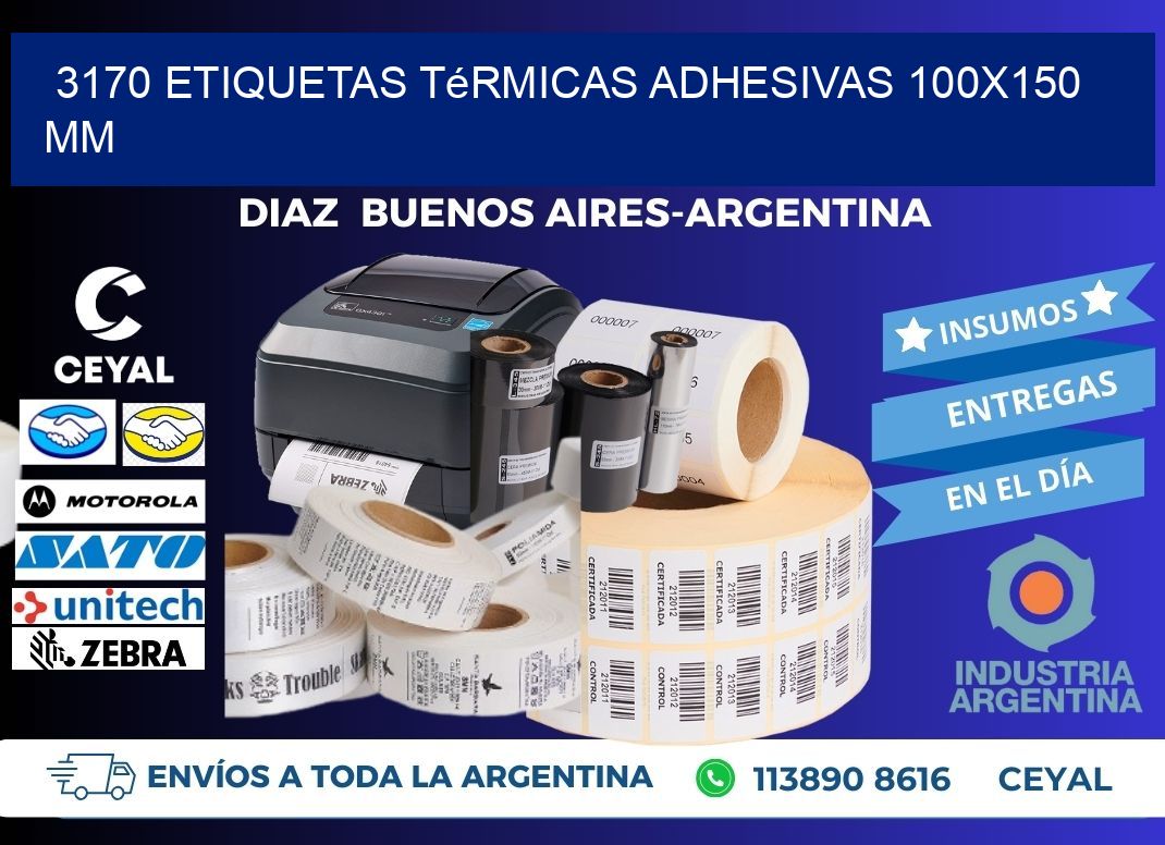 3170 etiquetas térmicas adhesivas 100x150 mm