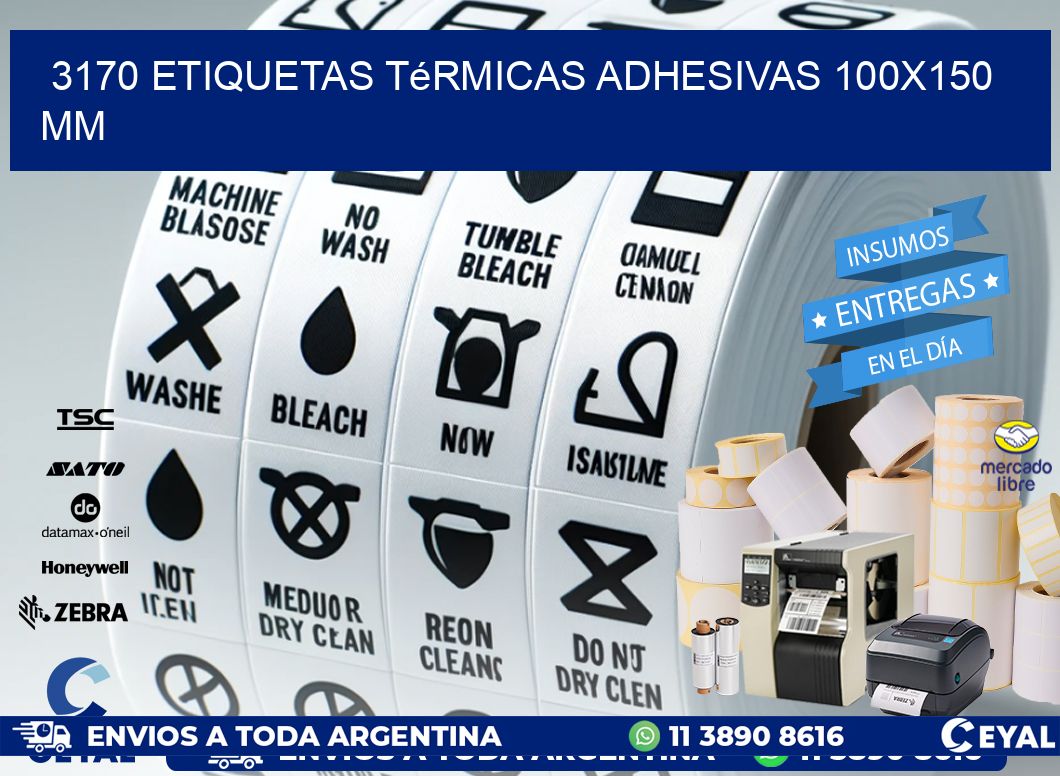 3170 etiquetas térmicas adhesivas 100x150 mm