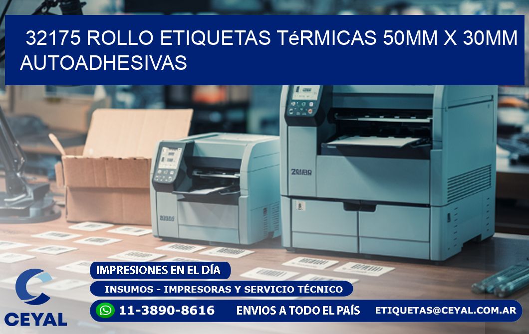 32175 Rollo Etiquetas Térmicas 50mm X 30mm Autoadhesivas