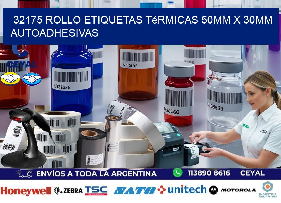 32175 Rollo Etiquetas Térmicas 50mm X 30mm Autoadhesivas
