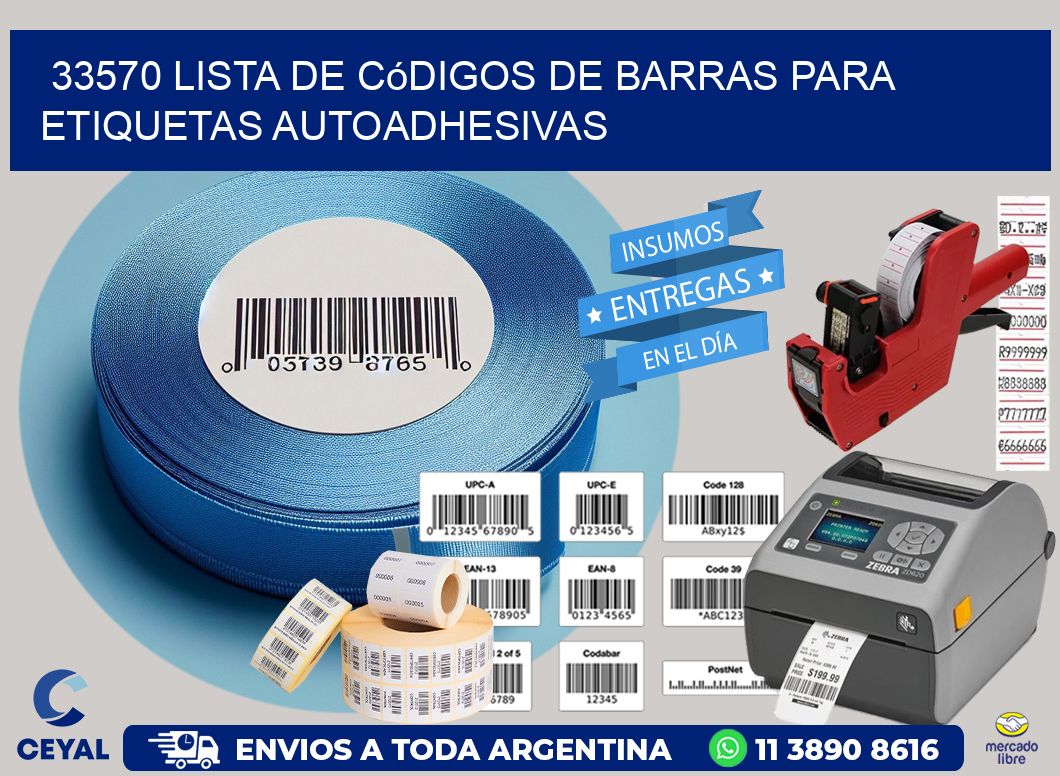 33570 Lista de códigos de barras para etiquetas autoadhesivas