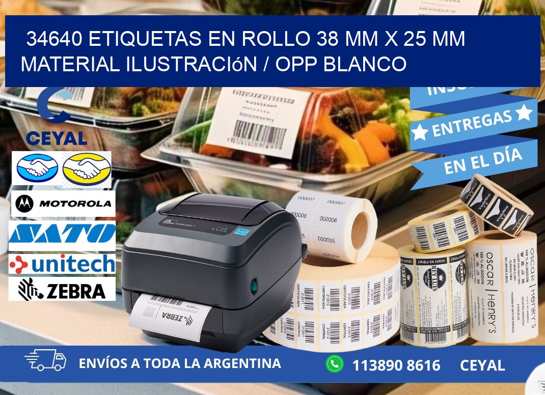 34640 Etiquetas en rollo 38 mm x 25 mm material Ilustración / OPP Blanco