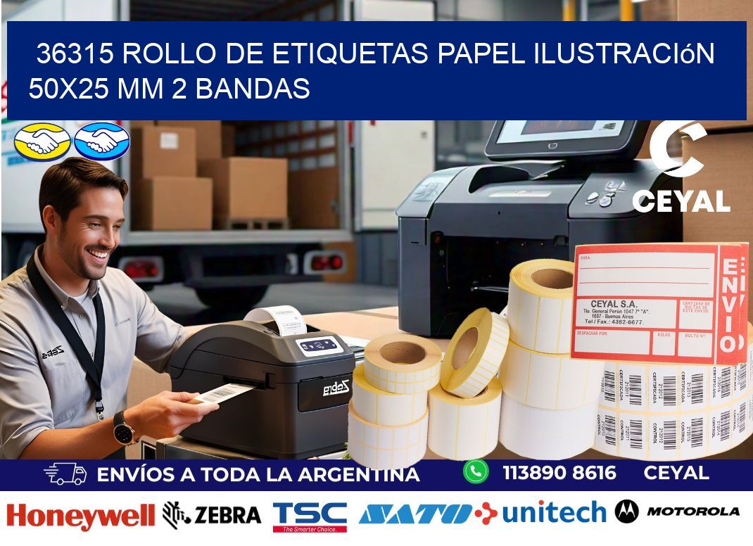 36315 Rollo de Etiquetas Papel Ilustración 50x25 Mm 2 Bandas
