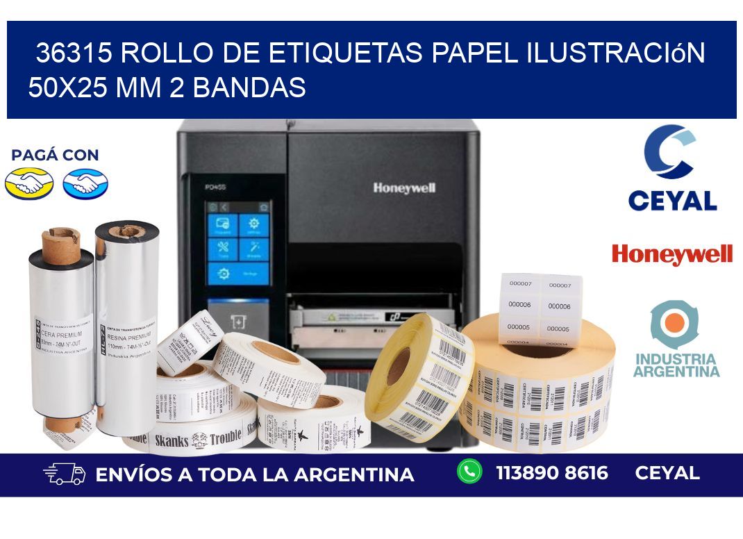 36315 Rollo de Etiquetas Papel Ilustración 50x25 Mm 2 Bandas