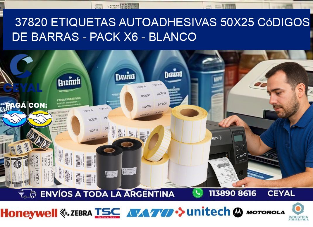 37820 Etiquetas Autoadhesivas 50×25 Códigos De Barras – Pack X6 – Blanco