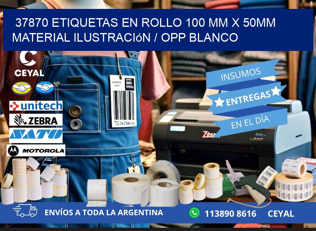37870 Etiquetas en rollo 100 mm x 50mm material Ilustración / OPP Blanco