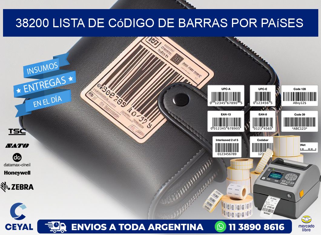 38200 Lista de código de barras por países