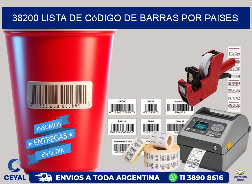 38200 Lista de código de barras por países