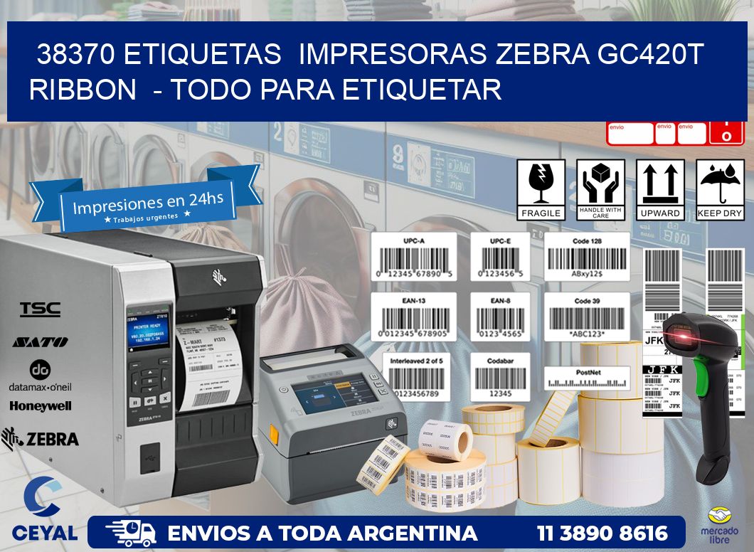 38370 etiquetas impresoras zebra gc420t ribbon - Todo para Etiquetar