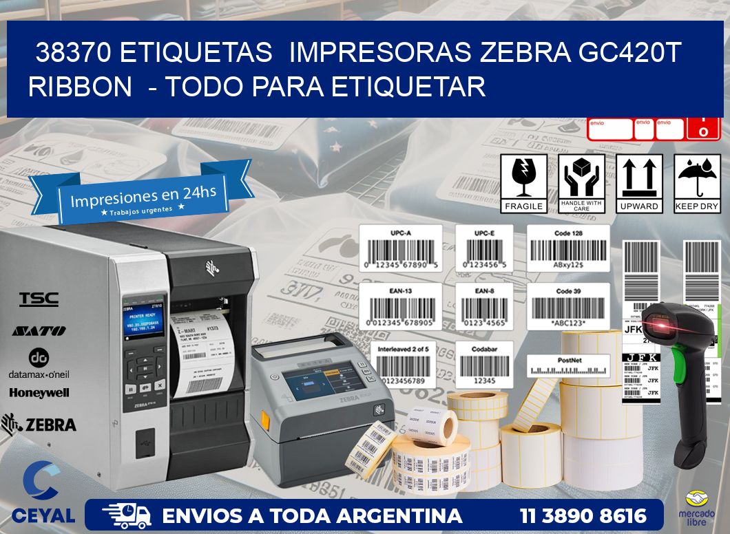 38370 etiquetas impresoras zebra gc420t ribbon - Todo para Etiquetar