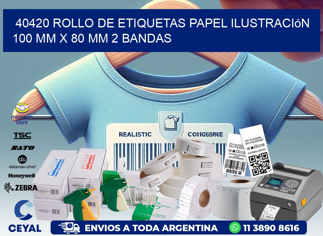 40420 Rollo de Etiquetas Papel Ilustración 100 mm x 80 mm 2 Bandas