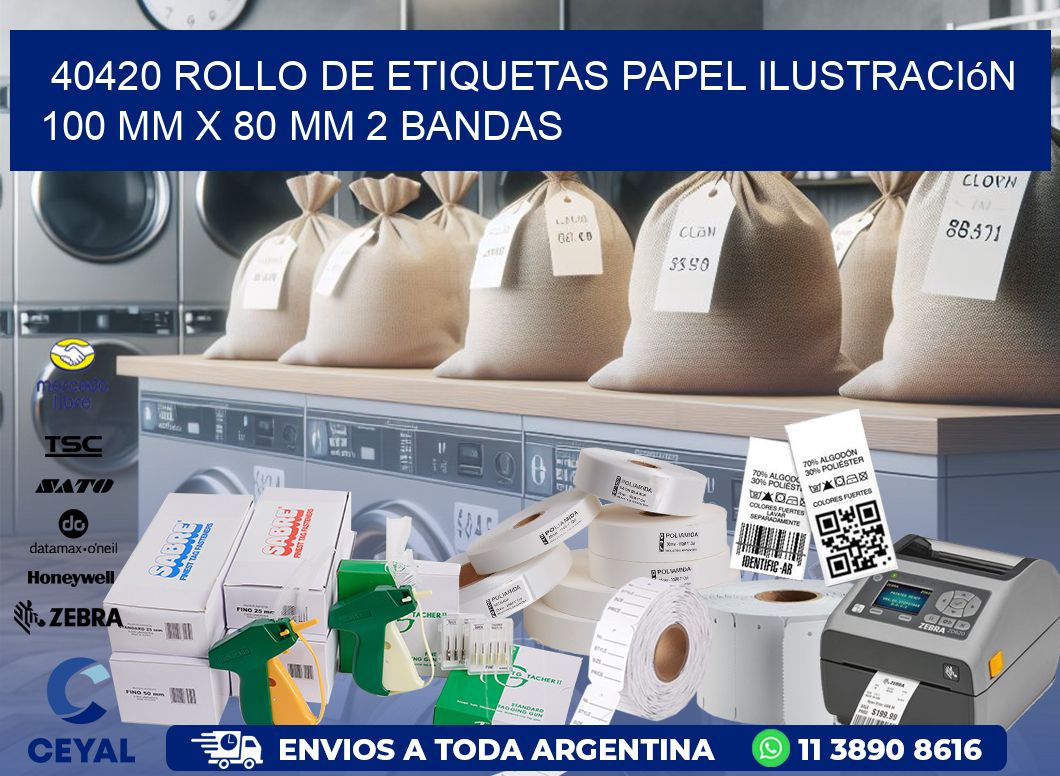 40420 Rollo de Etiquetas Papel Ilustración 100 mm x 80 mm 2 Bandas