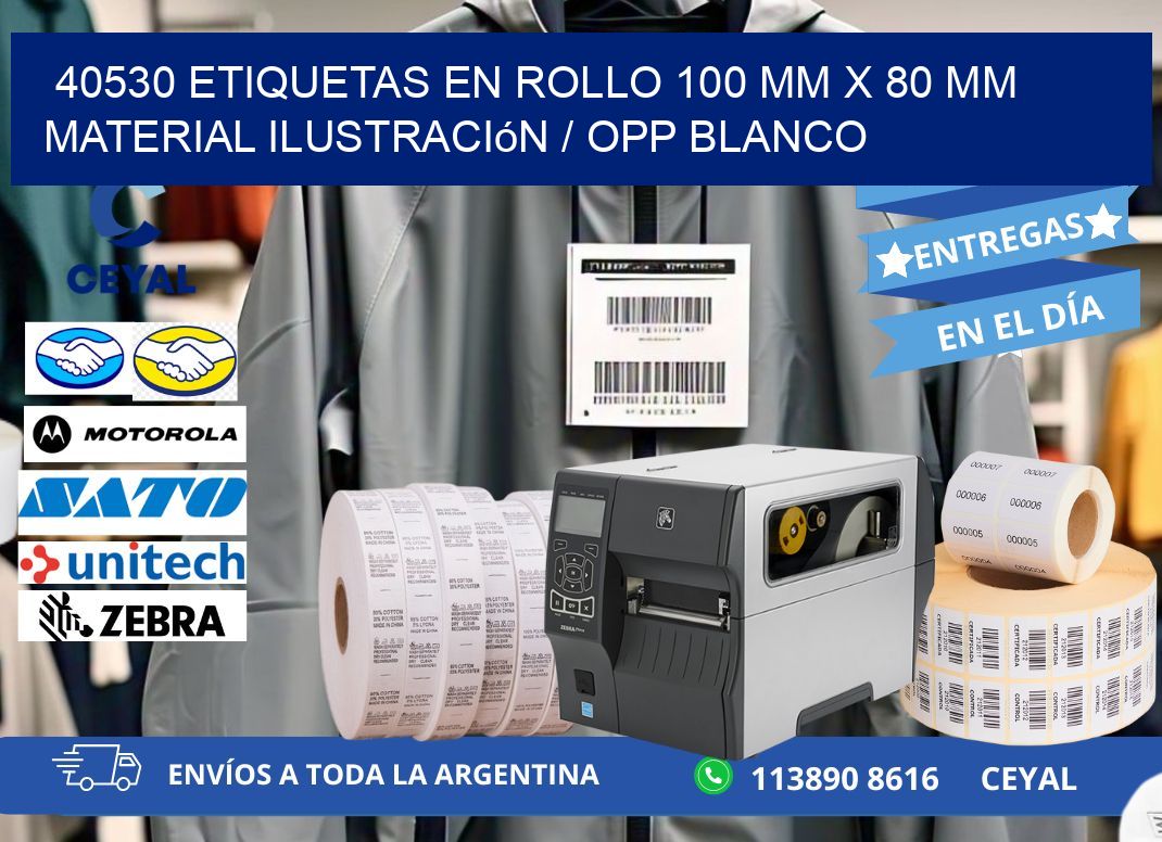 40530 Etiquetas en rollo 100 mm x 80 mm material Ilustración / OPP Blanco