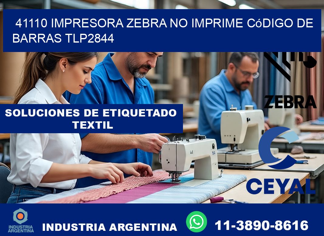 41110 impresora Zebra no imprime código de barras TLP2844