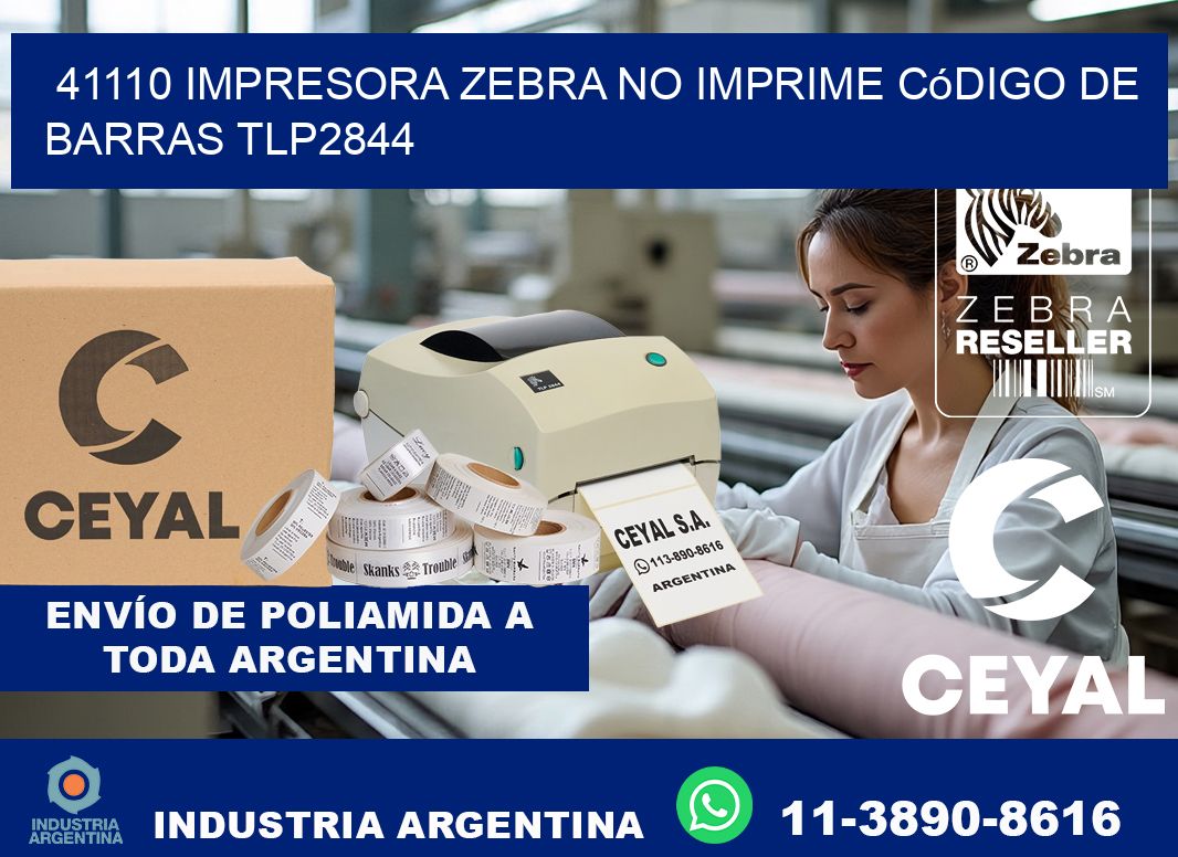 41110 impresora Zebra no imprime código de barras TLP2844