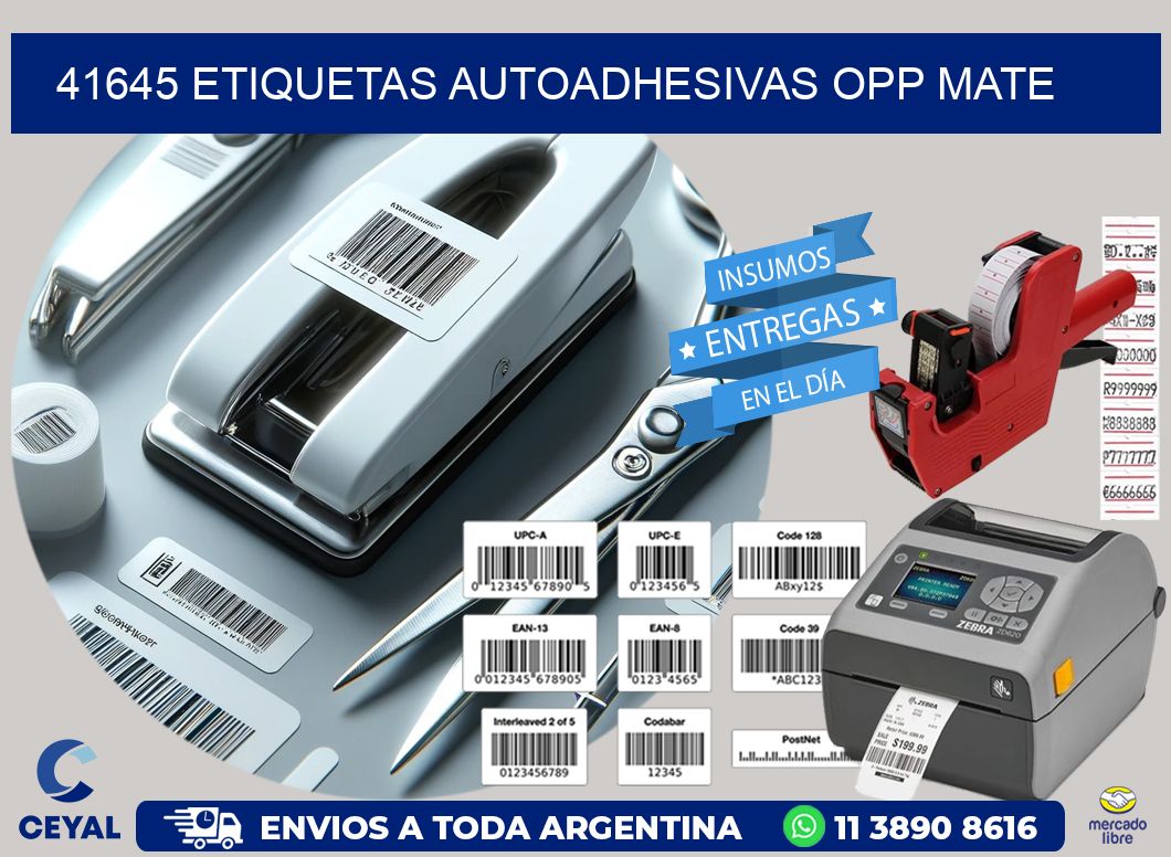 41645 etiquetas autoadhesivas Opp Mate