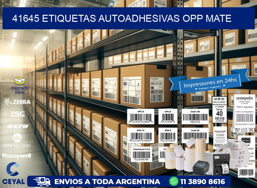 41645 etiquetas autoadhesivas Opp Mate