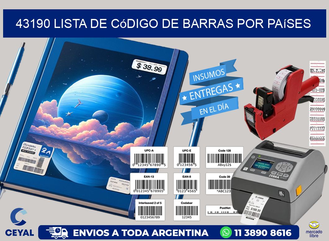 43190 Lista de código de barras por países