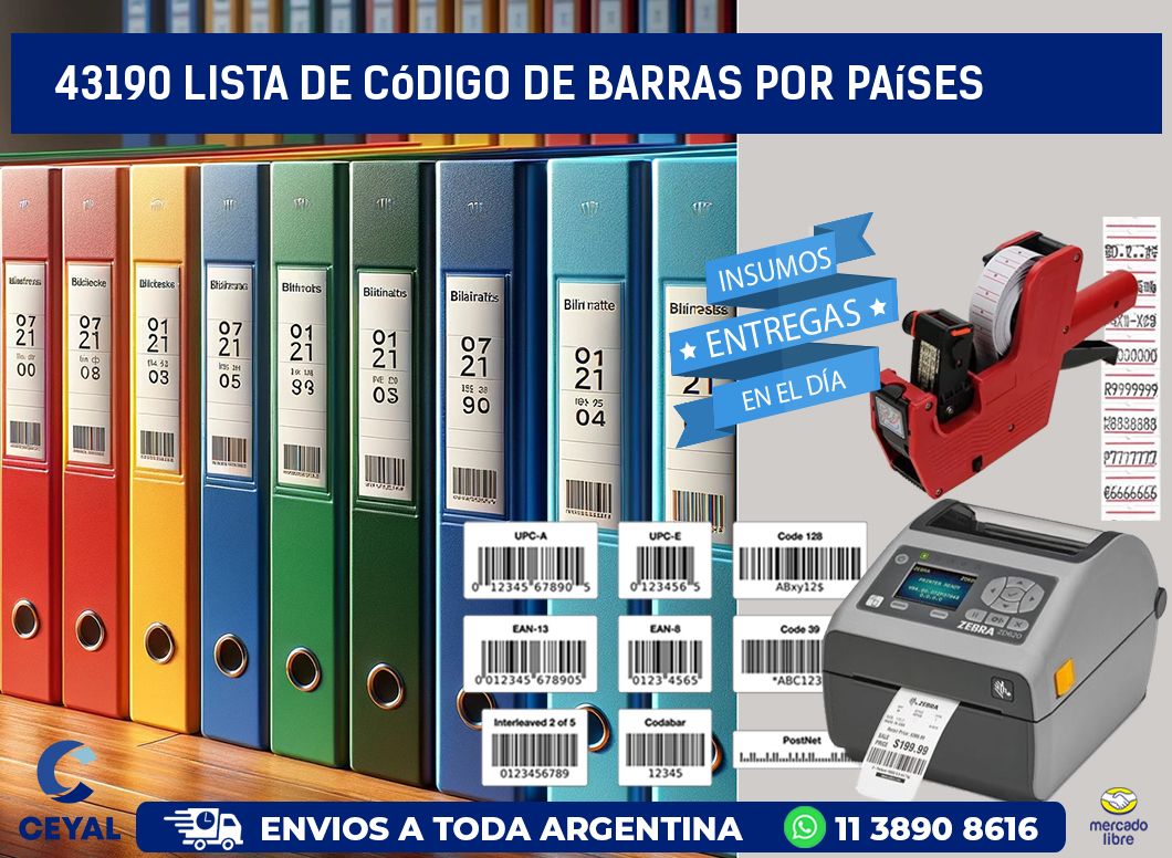 43190 Lista de código de barras por países