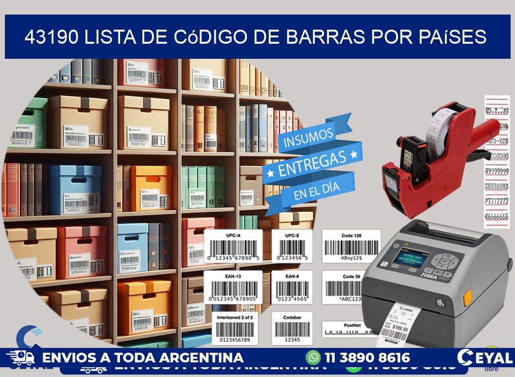 43190 Lista de código de barras por países