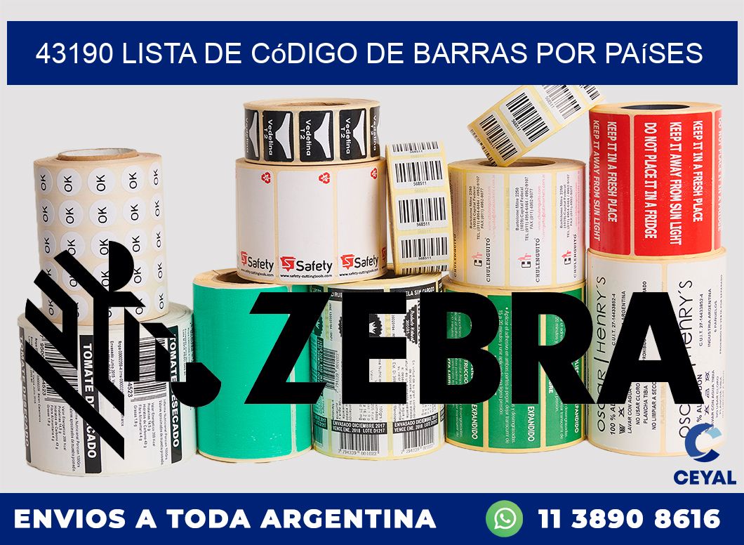 43190 Lista de código de barras por países