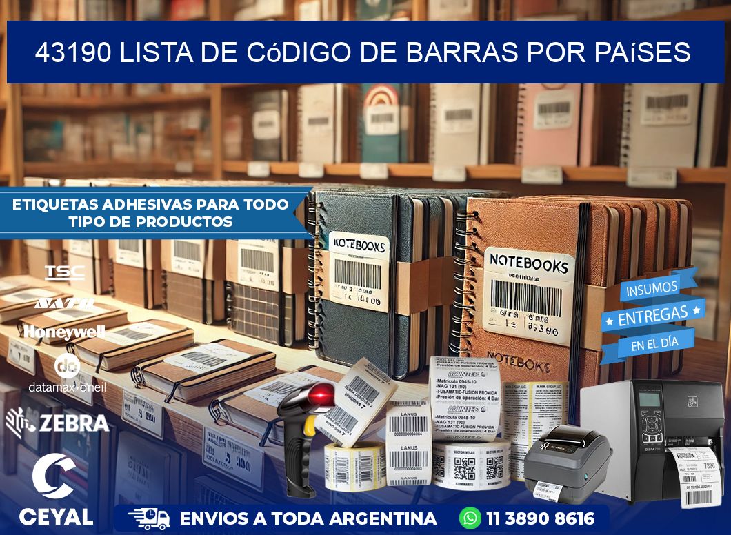 43190 Lista de código de barras por países