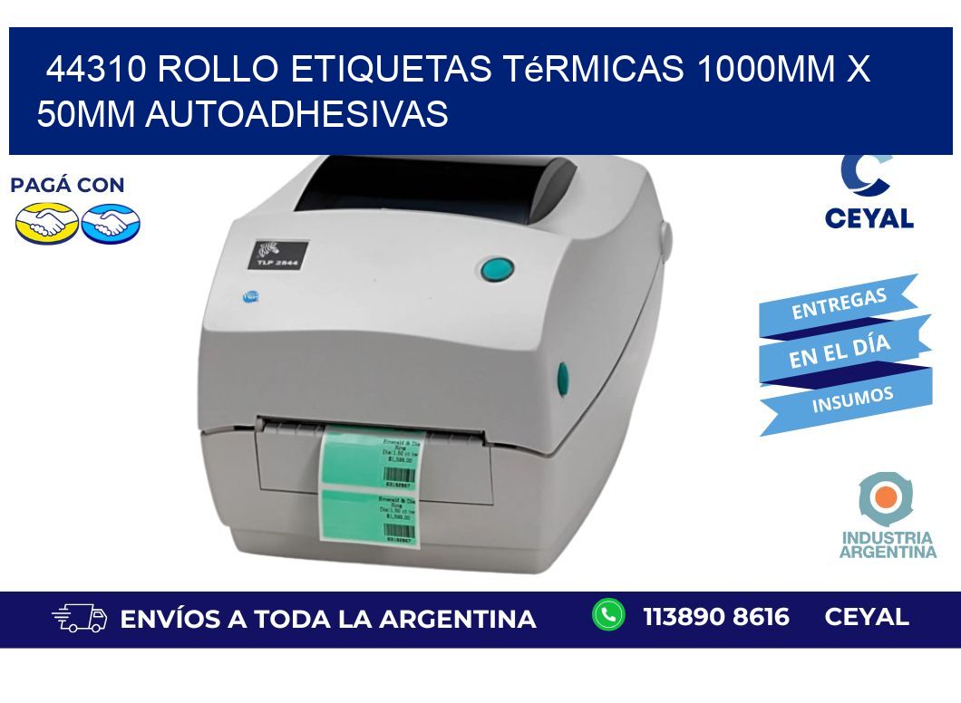 44310 Rollo Etiquetas Térmicas 1000mm X 50mm Autoadhesivas