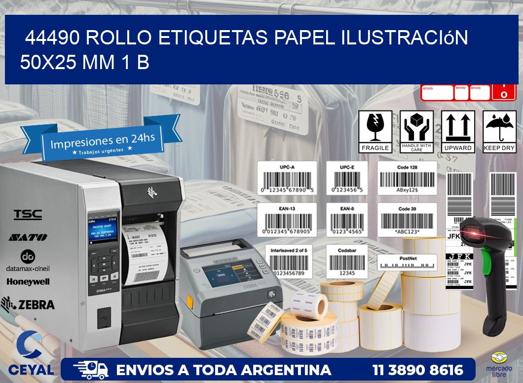 44490 Rollo Etiquetas Papel Ilustración 50x25 Mm 1 B