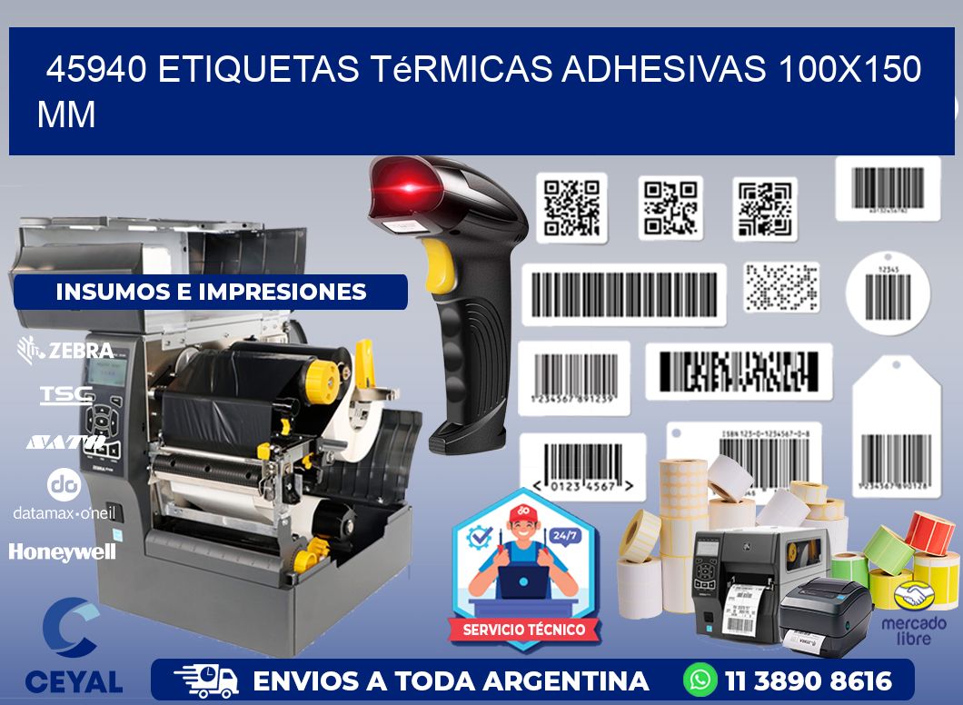 45940 etiquetas térmicas adhesivas 100x150 mm