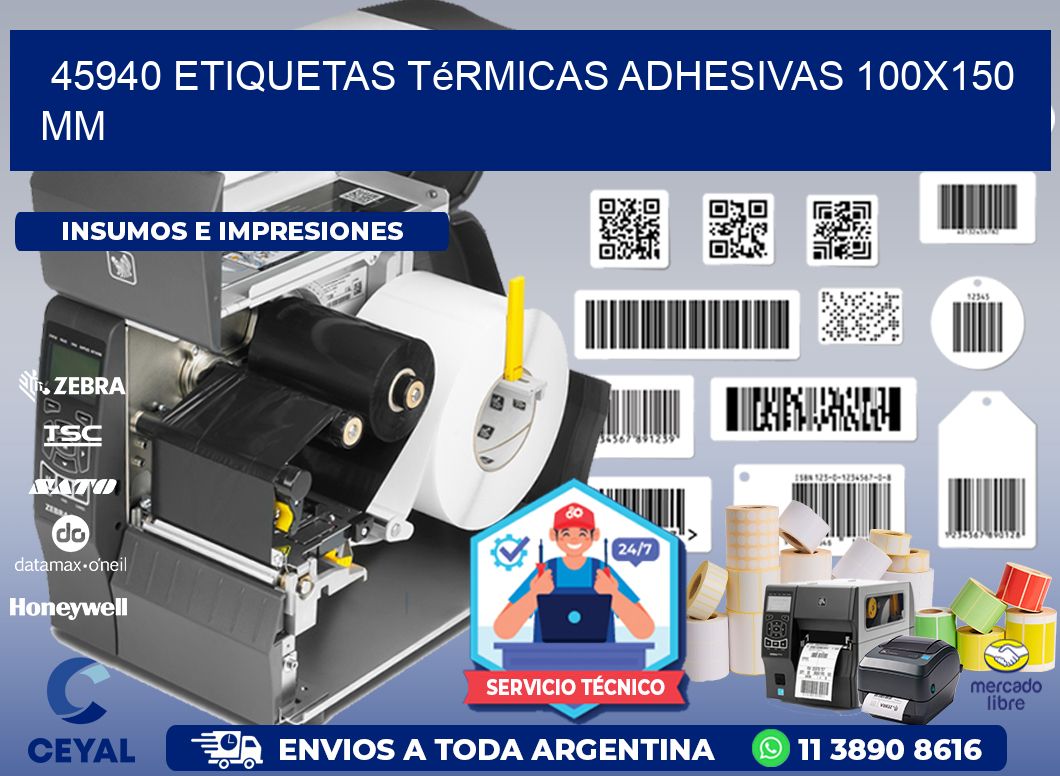 45940 etiquetas térmicas adhesivas 100x150 mm