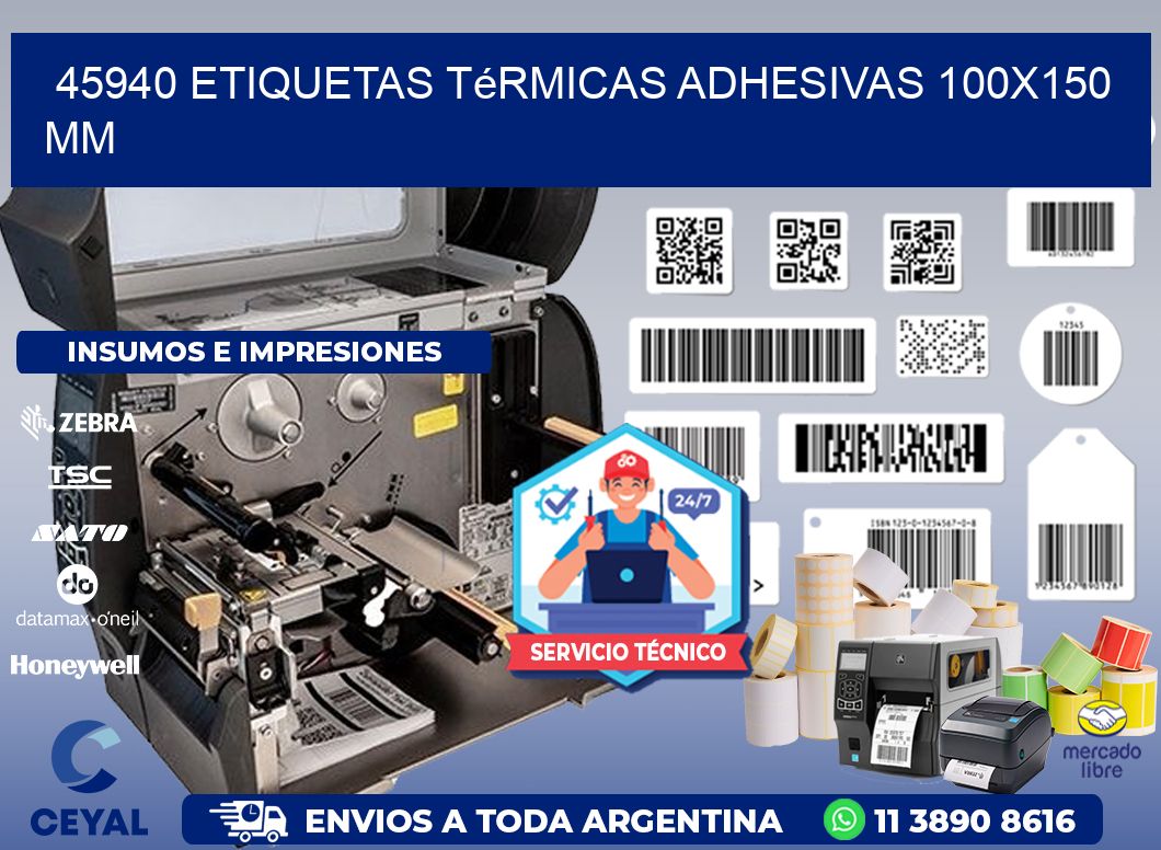 45940 etiquetas térmicas adhesivas 100x150 mm