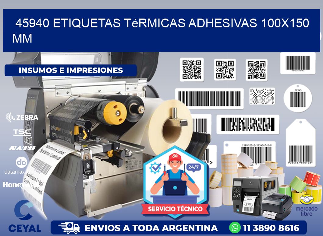 45940 etiquetas térmicas adhesivas 100x150 mm