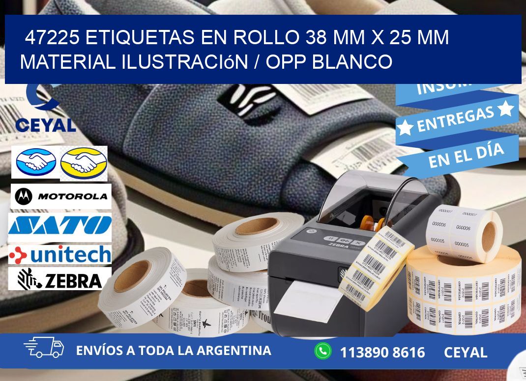 47225 Etiquetas en rollo 38 mm x 25 mm material Ilustración / OPP Blanco