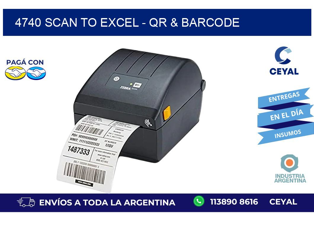 4740 Scan to Excel - QR & Barcode